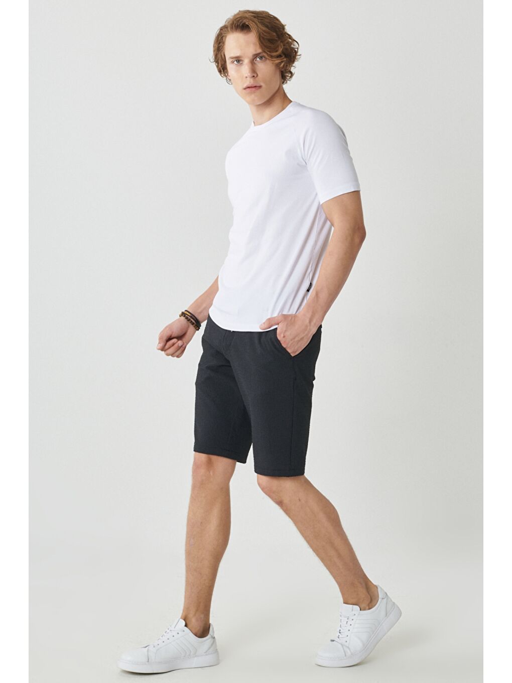 Erkek Antrasit Slim Fit Dar Kesim Beli Bağlamalı Esnek Şort-2