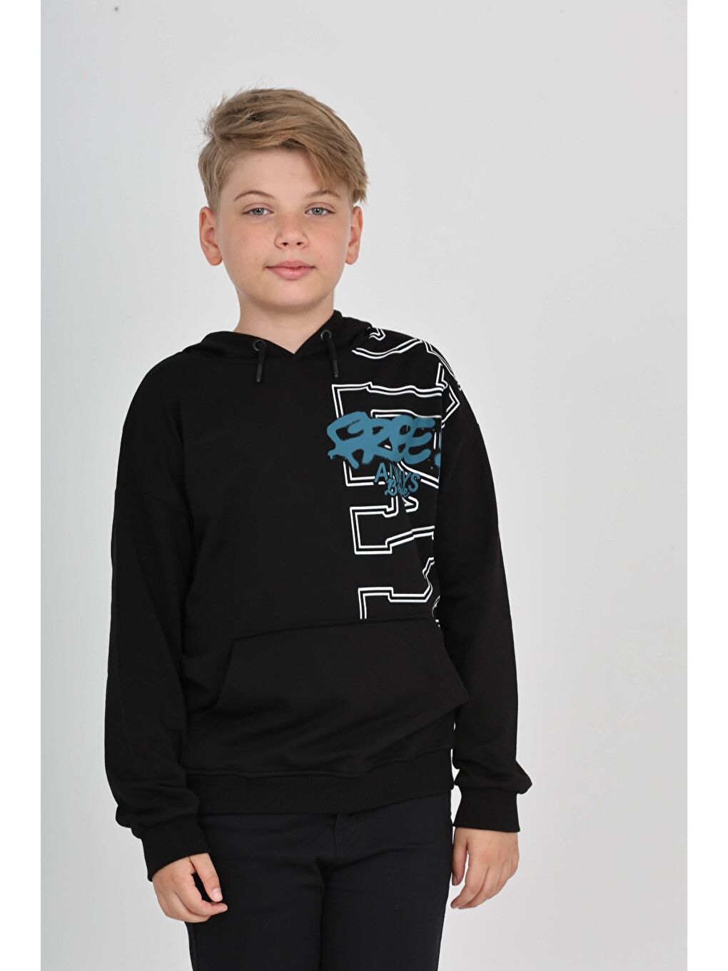 Siyah Erkek Çocuk Stay Baskılı Sweatshirt-2