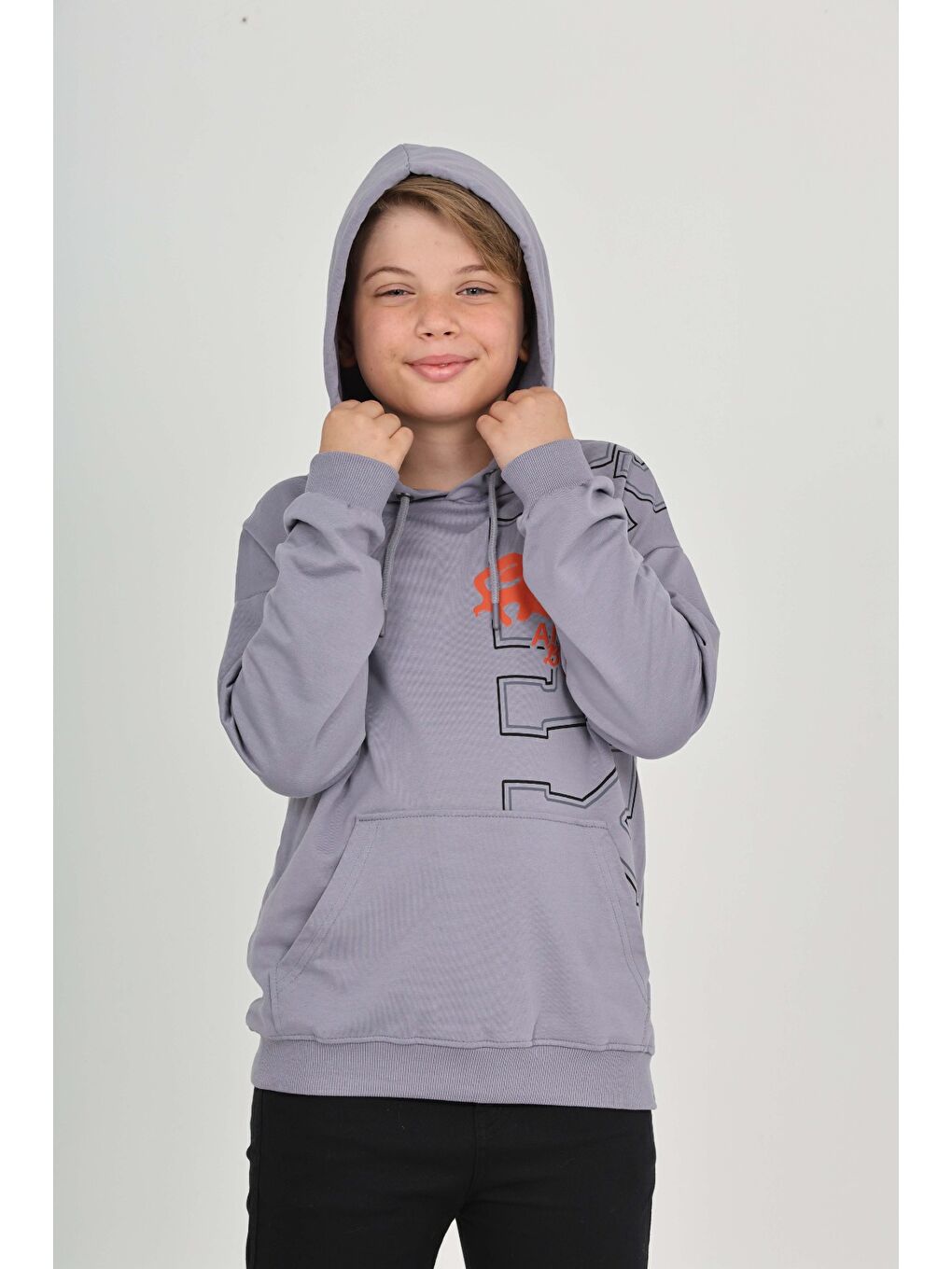 Gri Erkek Çocuk Stay Baskılı Sweatshirt-5