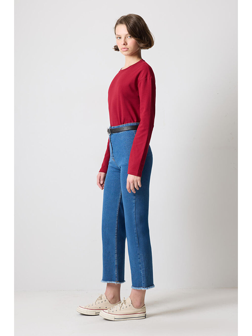 Bordo Uzun Kollu Regular Fit T-Shirt-2