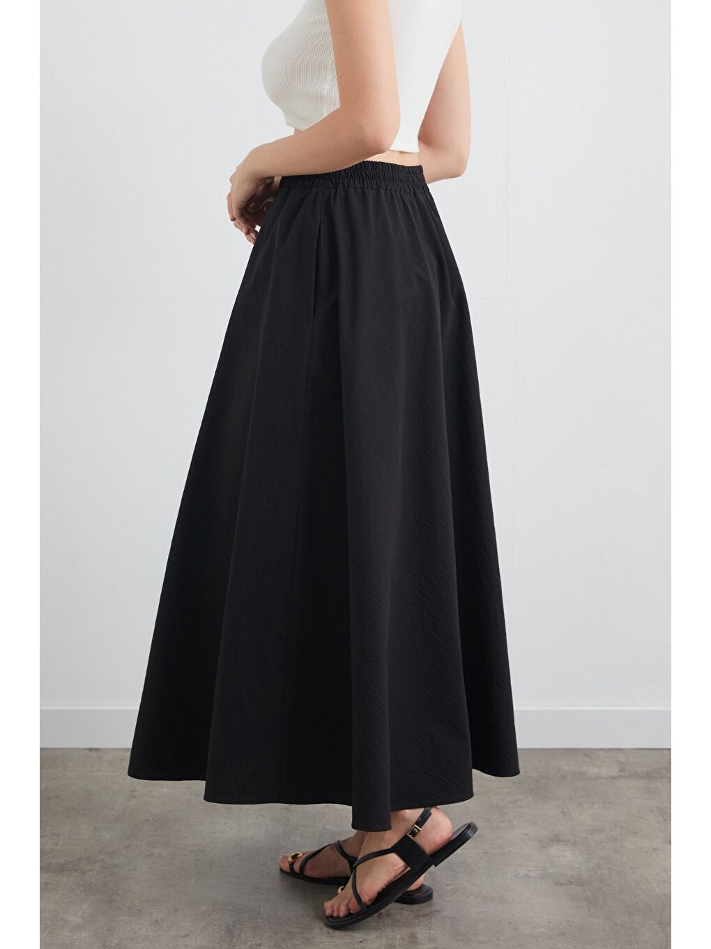 Siyah Beli Lastikli Cepli Terikoton Etek-2