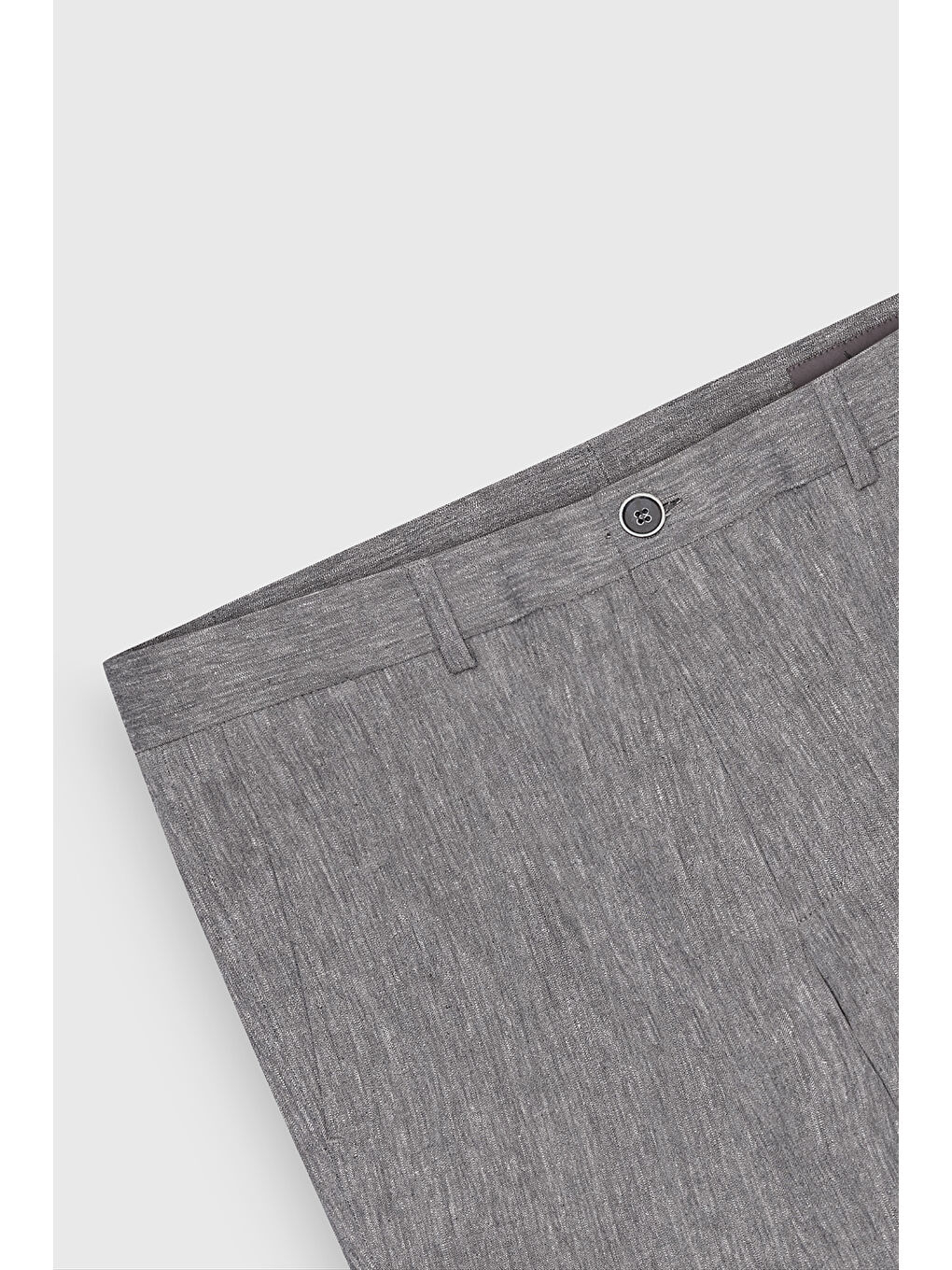 Erkek Gri Slim Fit Dar Kesim Keten Pamuk Yan Cepli Desenli Esnek Pantolon-7
