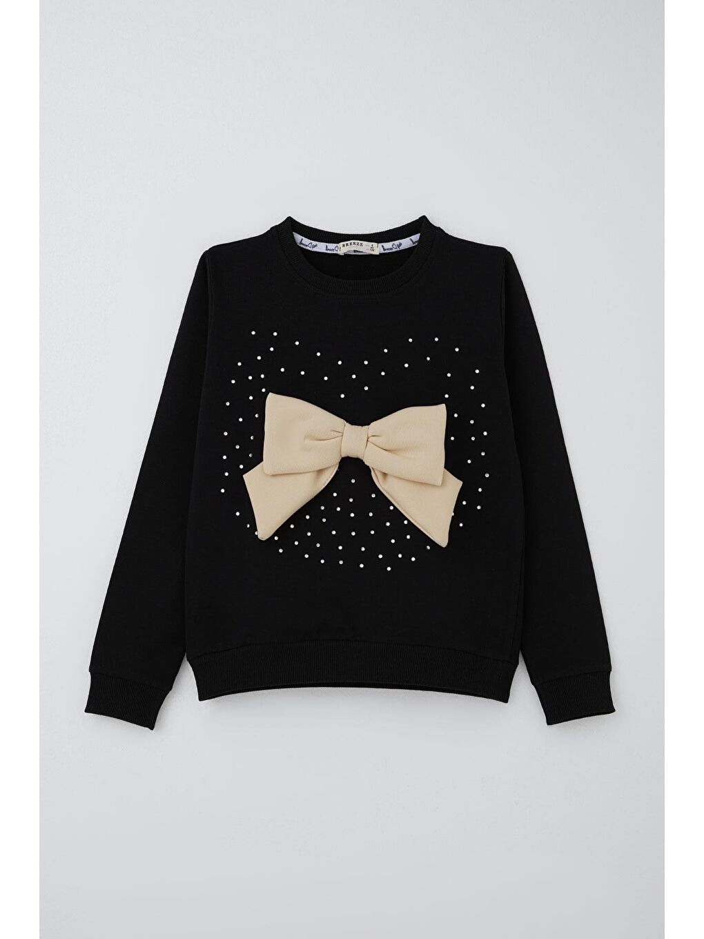 Kız Çocuk Etekli Takım Taş İşlemeli Fiyonk Aksesuarlı Siyah (6-12 Yaş)-1