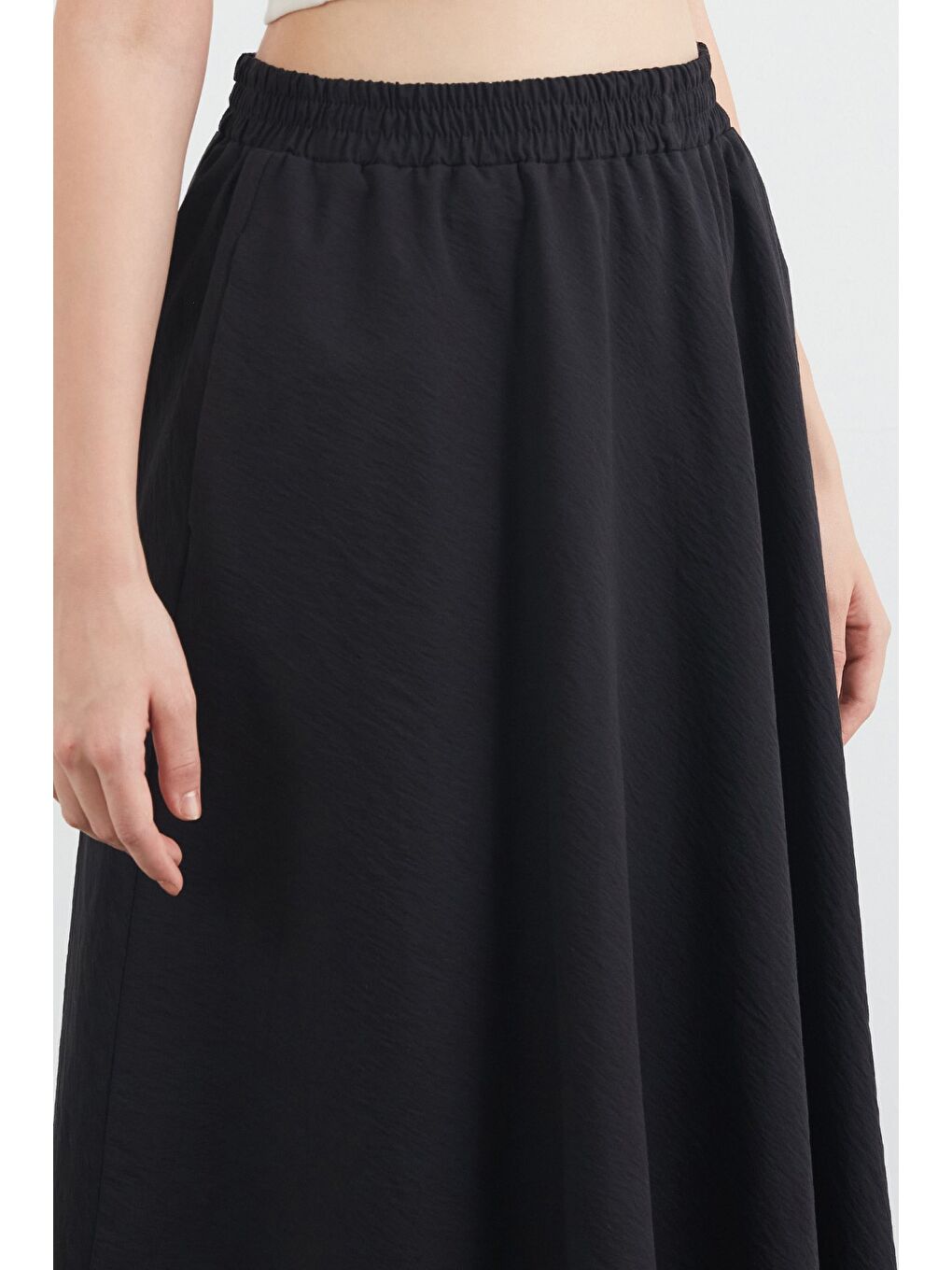 Siyah Beli Lastikli Cepli Terikoton Etek-4