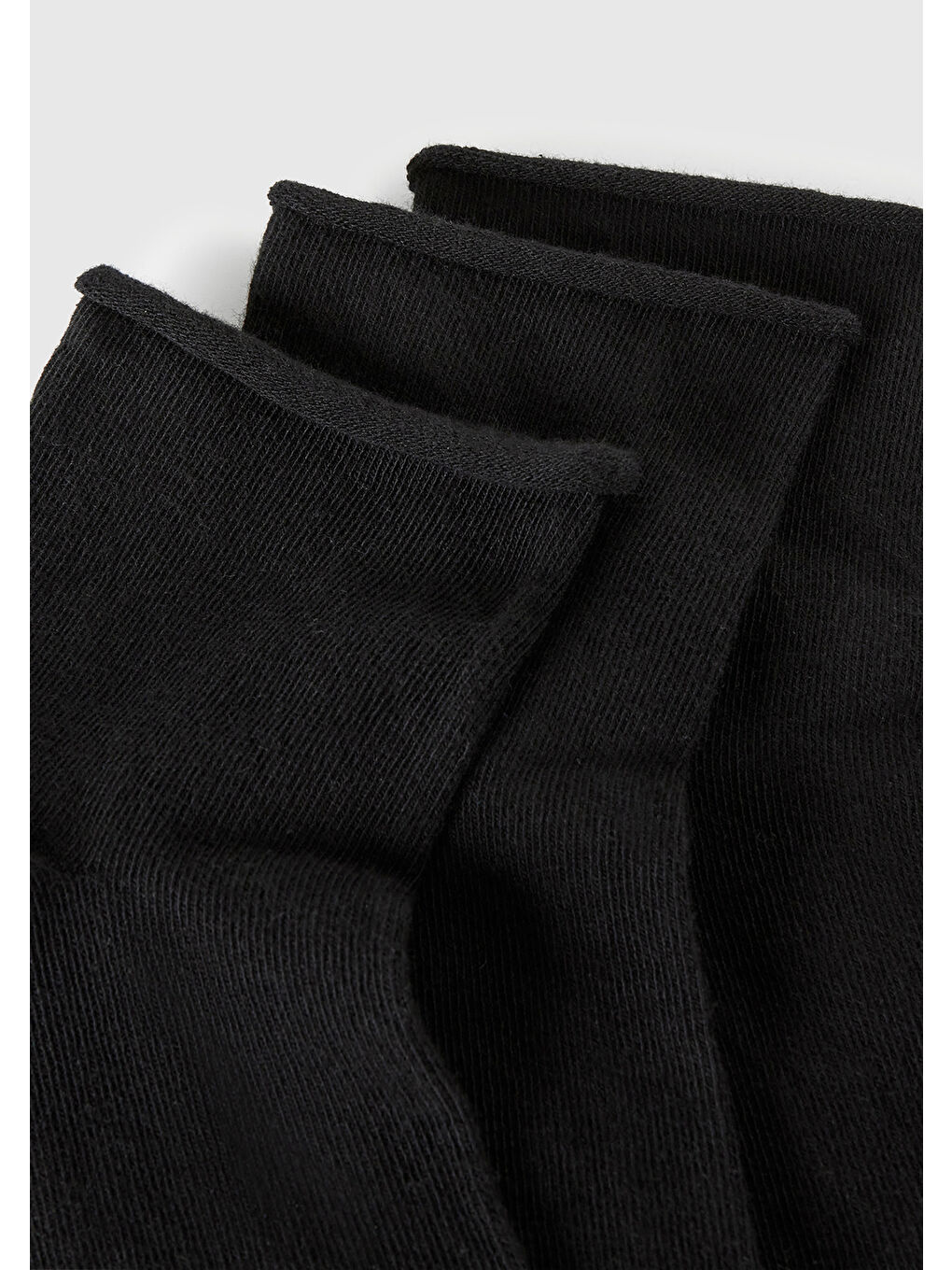 Kadın Siyah Pamuk Karışımlı Düz Renk 3'lü Çorap Seti-1