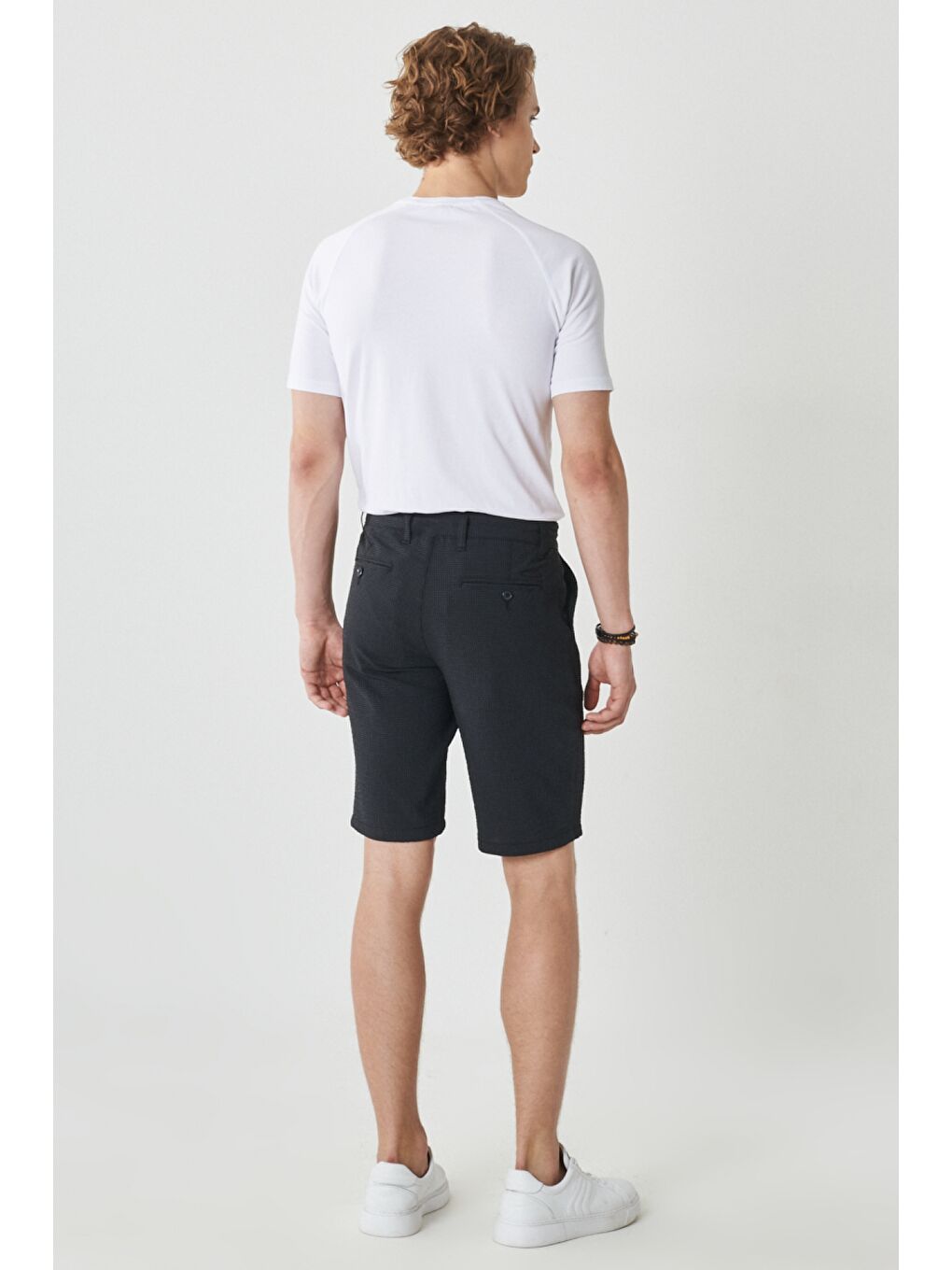 Erkek Antrasit Slim Fit Dar Kesim Beli Bağlamalı Esnek Şort-4