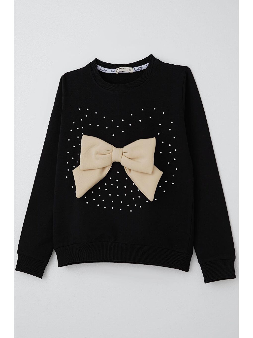 Kız Çocuk Etekli Takım Taş İşlemeli Fiyonk Aksesuarlı Siyah (6-12 Yaş)-5