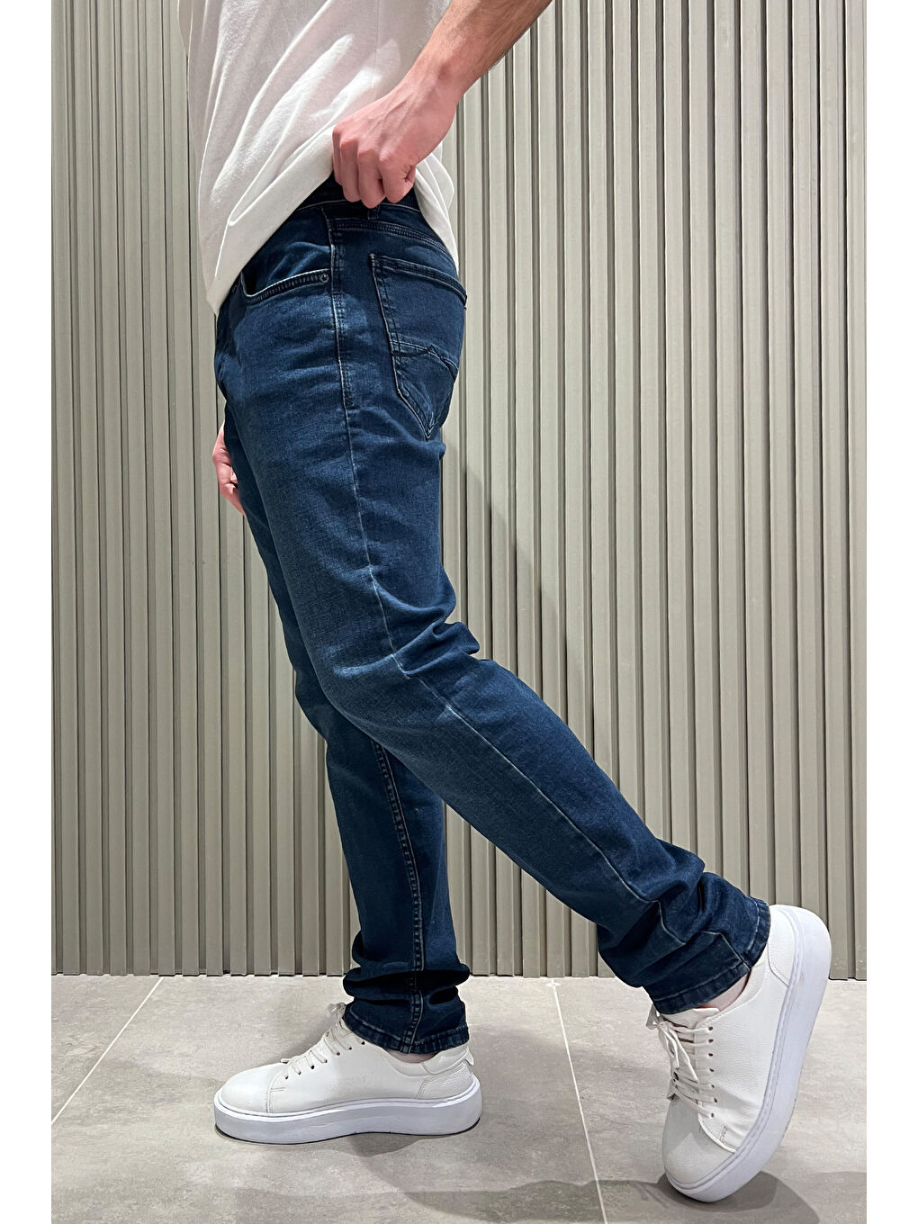 Lacivert Erkek Büyük Beden Elastanlı  Jean Pantolon-1