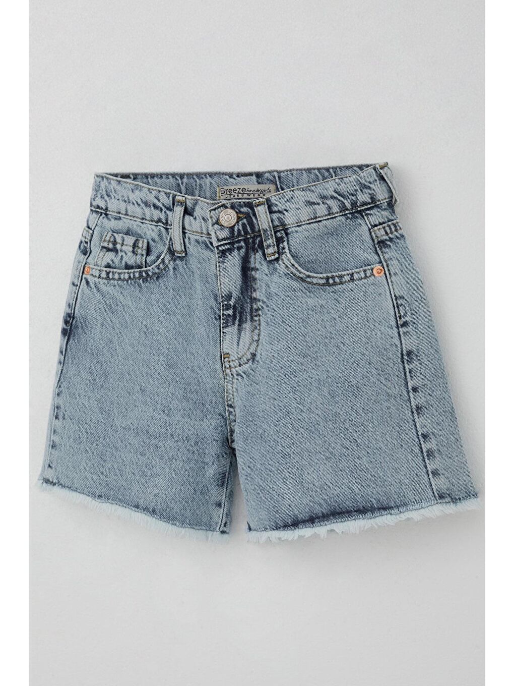 Kız Çocuk Şort Jean Paçası Püskül Detaylı Cepli Açık Mavi (10-14 Yaş)-2