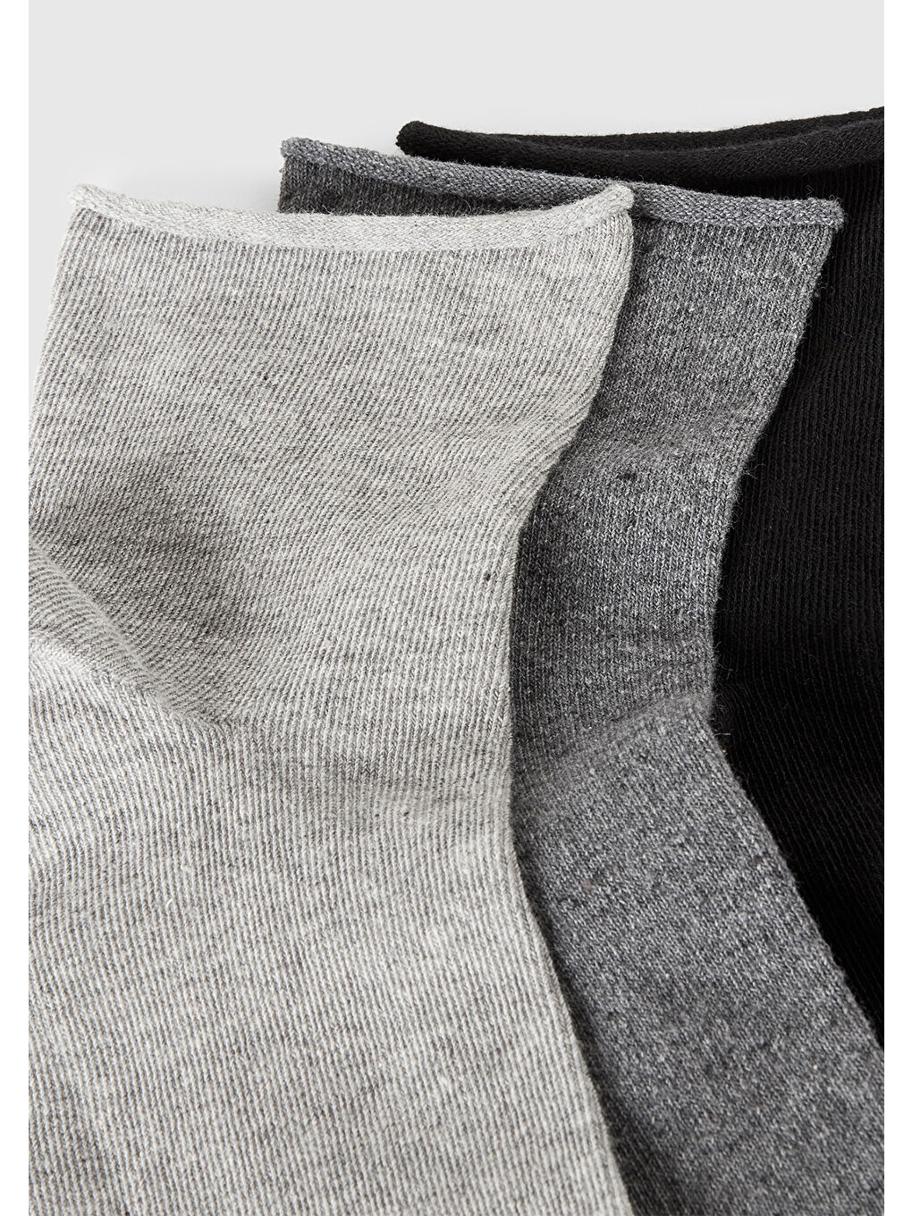 Kadın Gri Mix Pamuk Karışımlı Düz Renk 3'lü Çorap Seti-1
