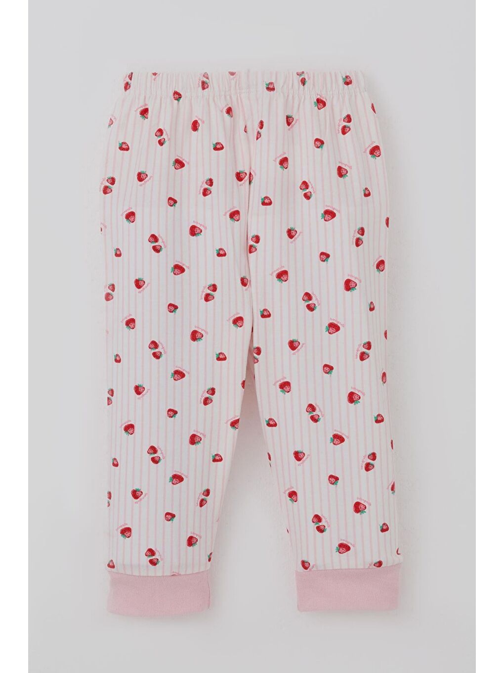 Kız Bebek Pijama Takımı Önden Çıtçıtlı Çilek Desenli Ekru (4 Ay-1 Yaş)-4