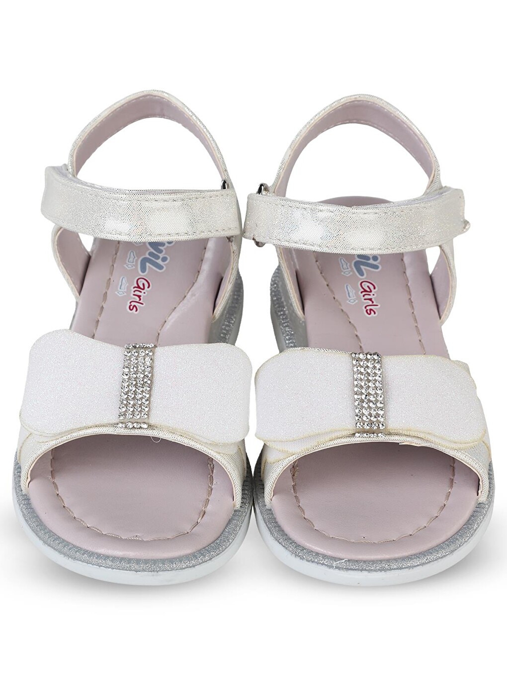 Beyaz Girls Fiyonk Aksesuarlı 26- Sandalet - Gri-2