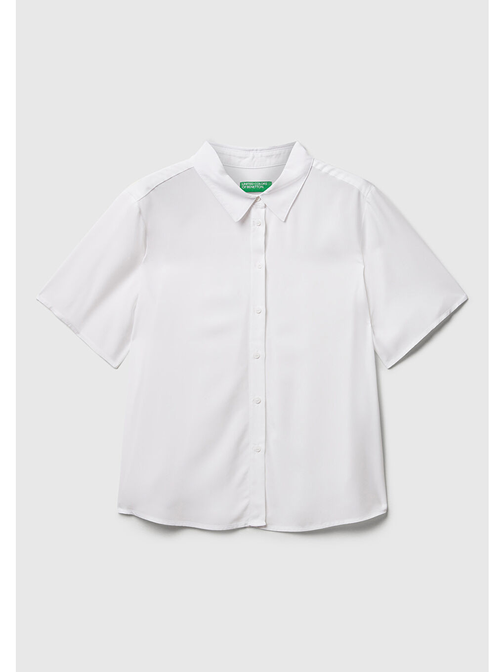 Kadın Beyaz %100 Viskoz Düğmeli Kısa Kollu Gömlek