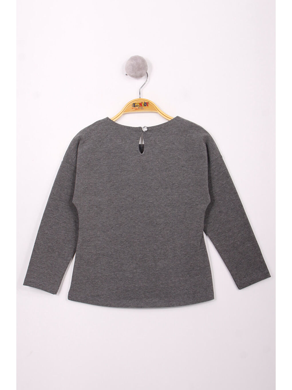 Antrasit Kız Çocuk Yazı Varaklı T-Shirt-1