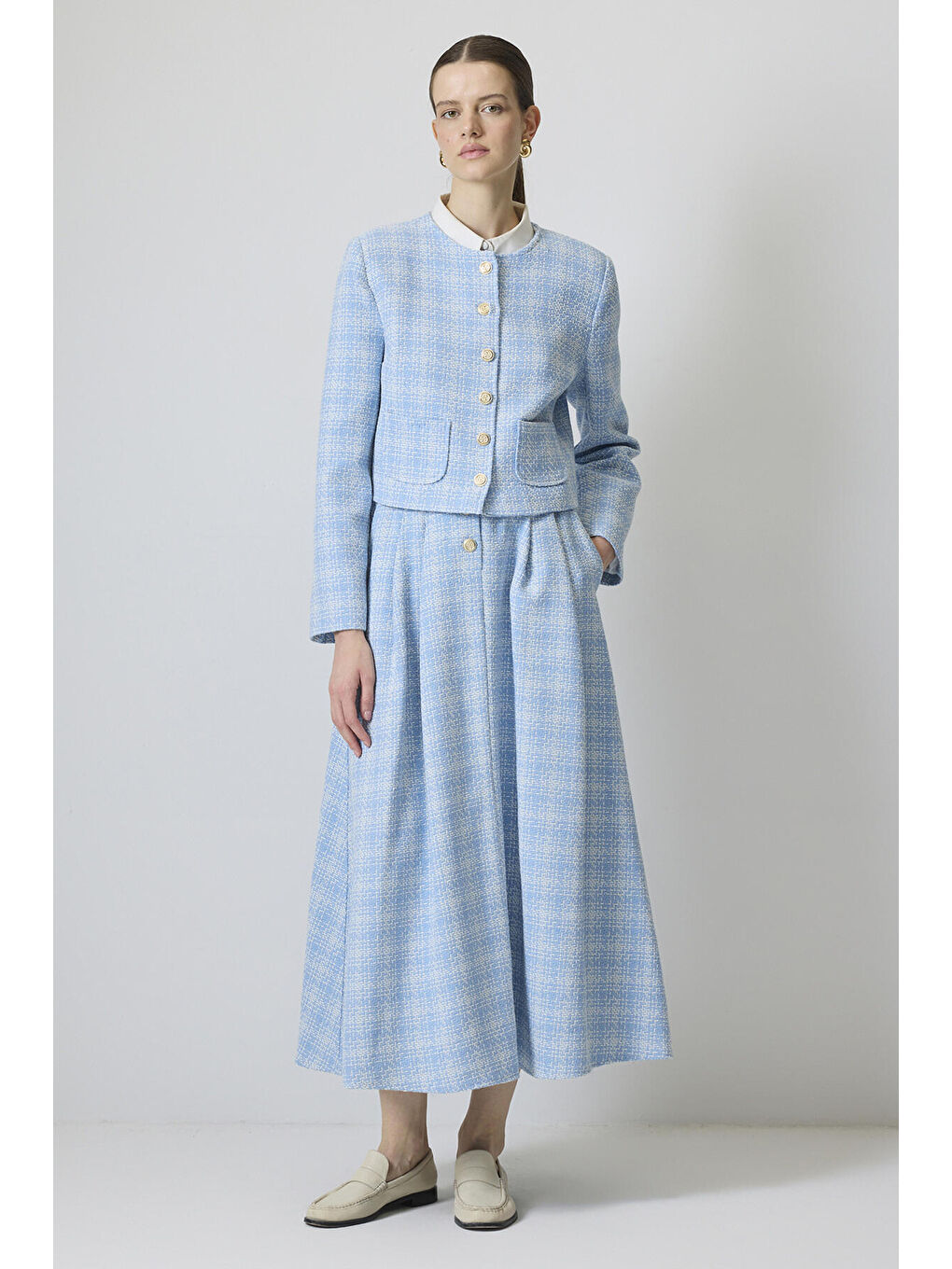 Mavi Ceket Etek Tüvit Takım