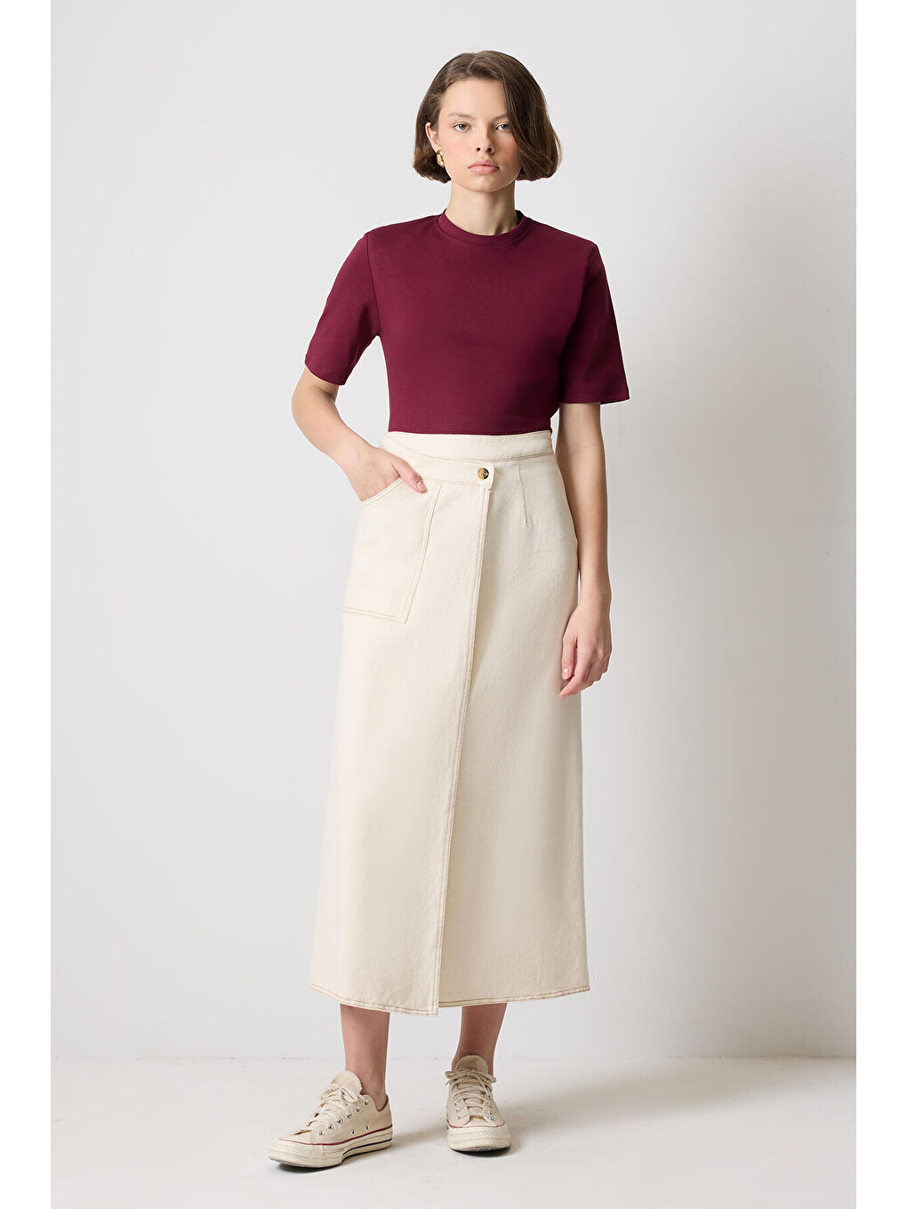 Bordo Kısa Kollu T-Shirt-1