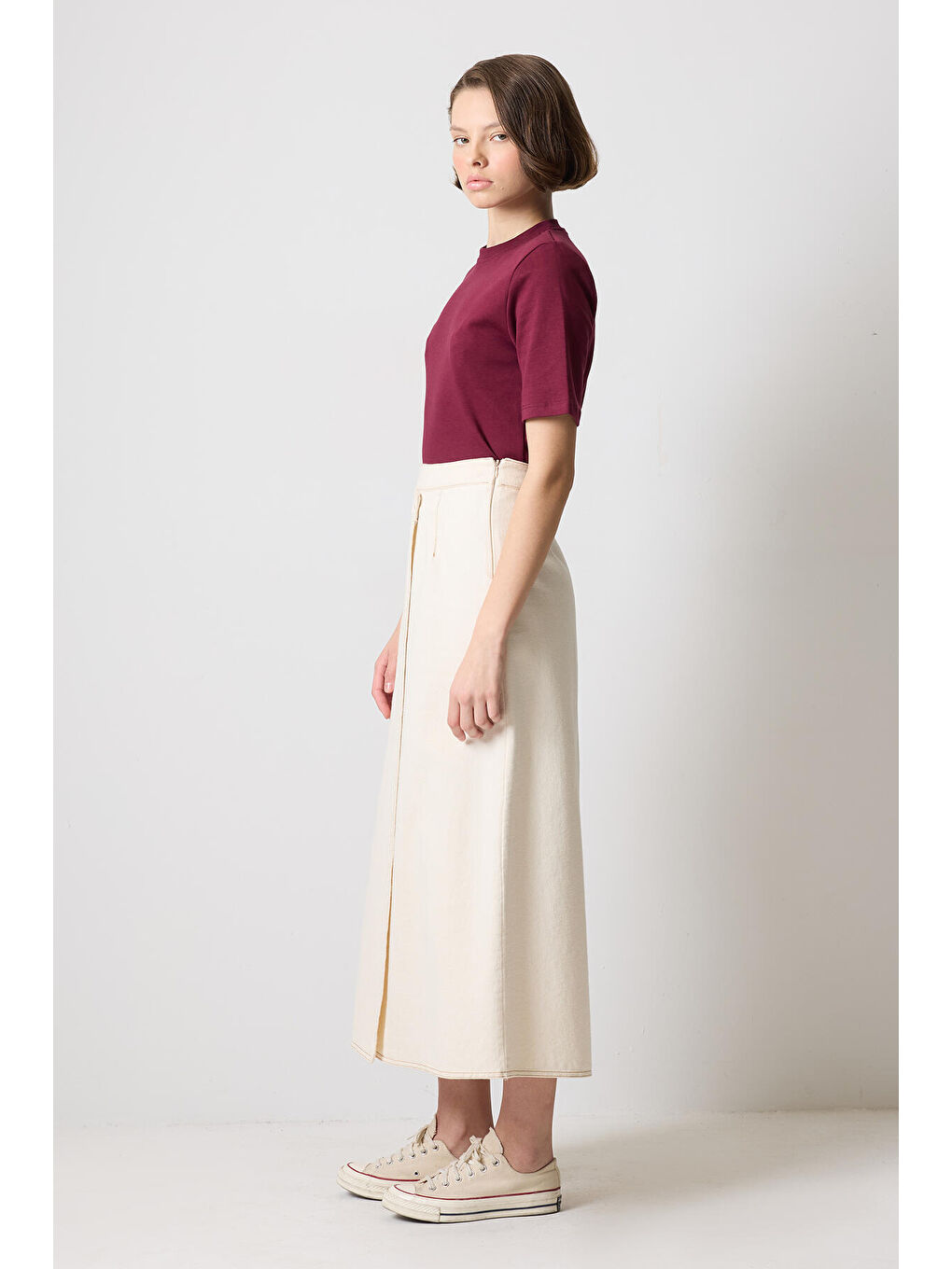 Bordo Kısa Kollu T-Shirt-2