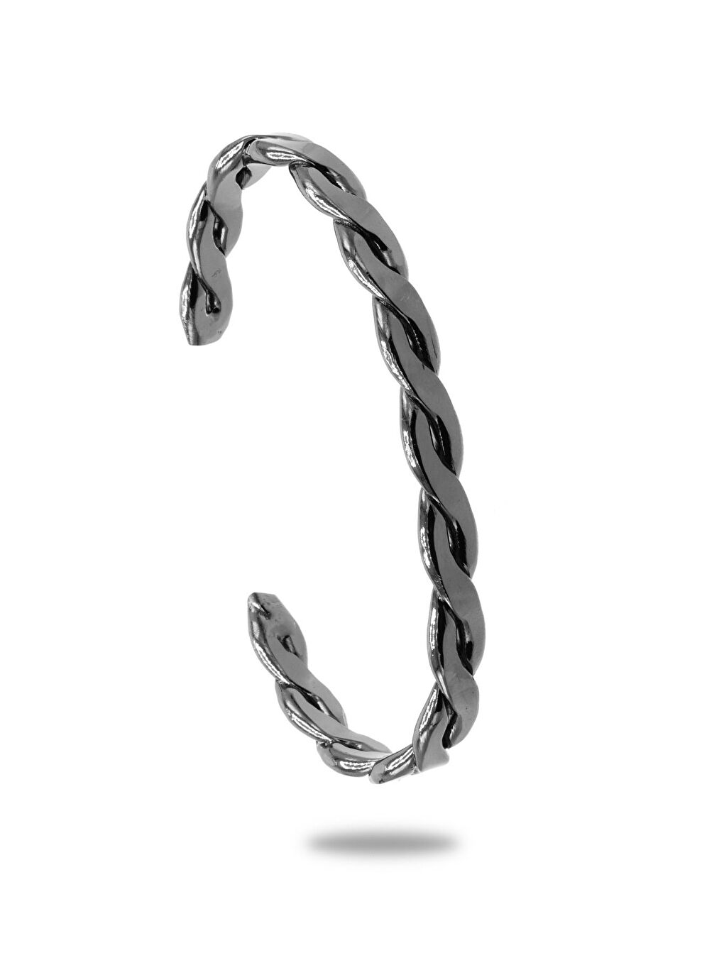 Erkek Metalik Antrasit Lak Kaplama Ayarlanabilir Örgü Dokulu Bileklik-1