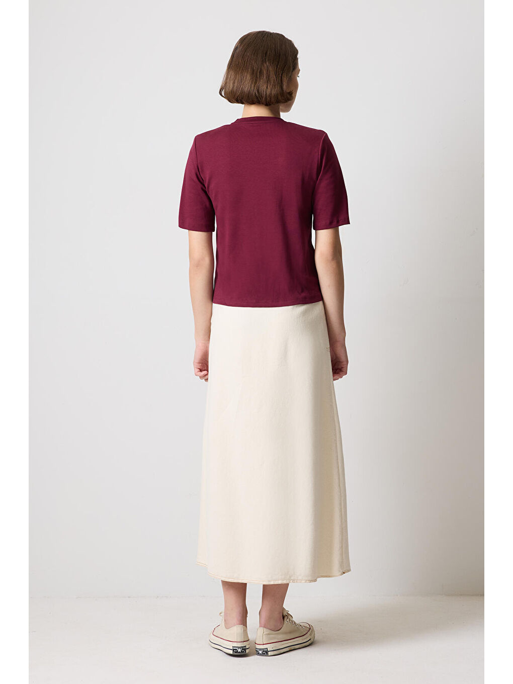 Bordo Kısa Kollu T-Shirt-3