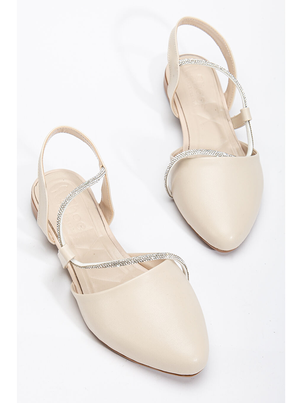 Kadın Bej Taş Halat Detaylı Babet-1