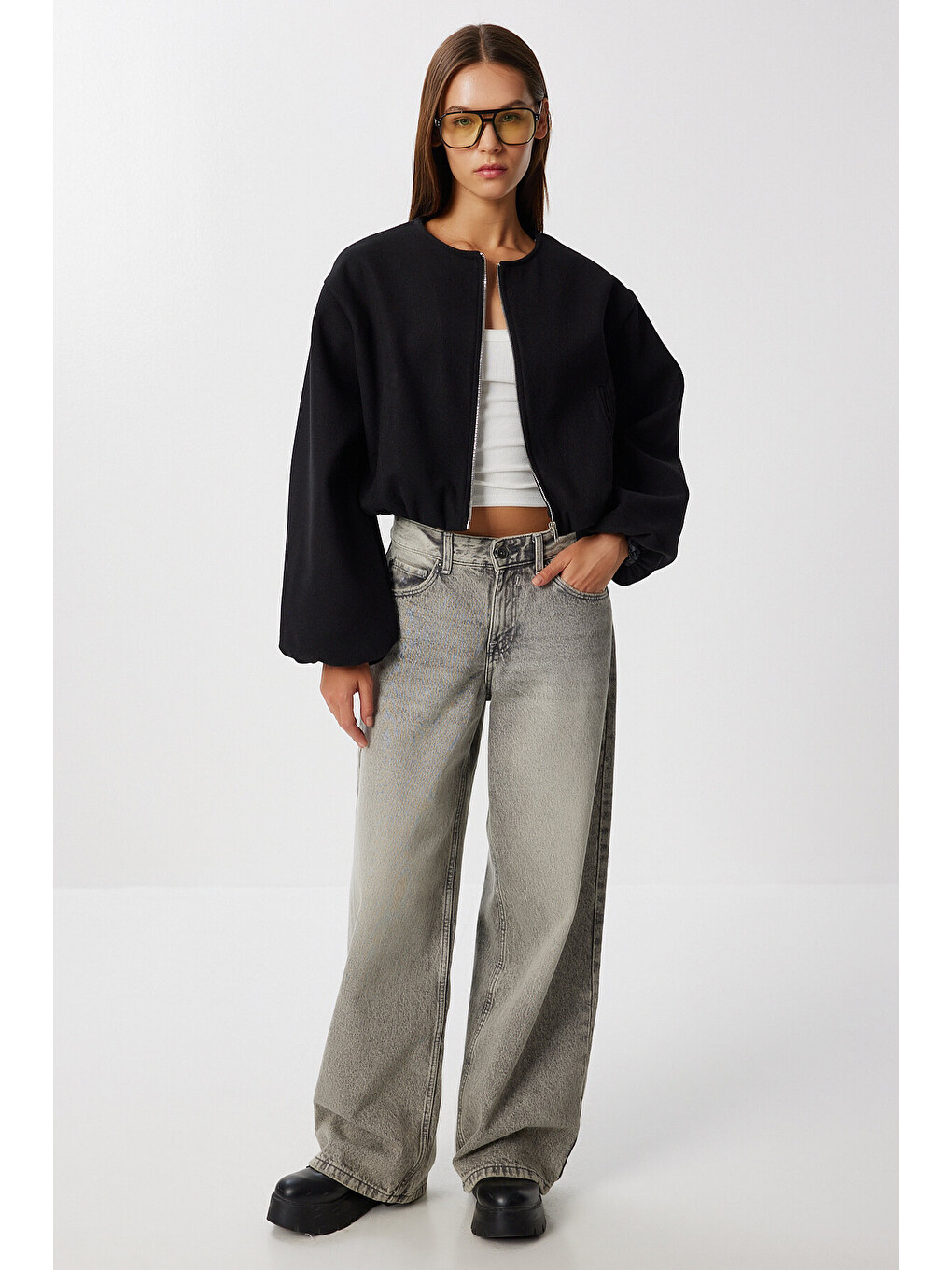 Siyah Soft Kaşe Bomber Ceket SİYAH LUB0248-3