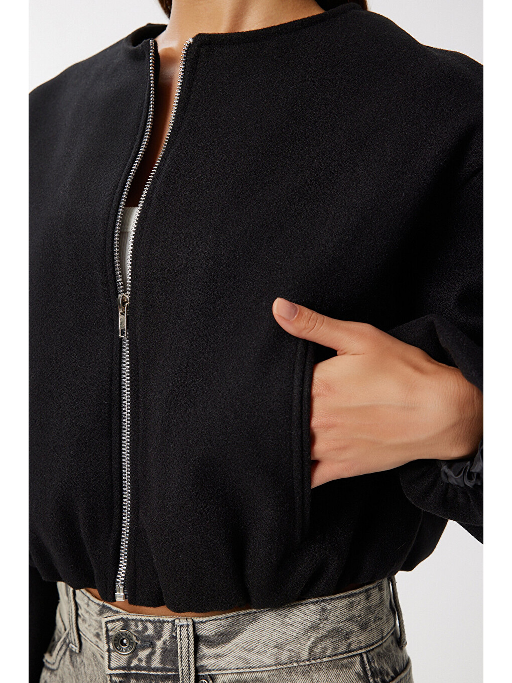 Siyah Soft Kaşe Bomber Ceket SİYAH LUB0248-4