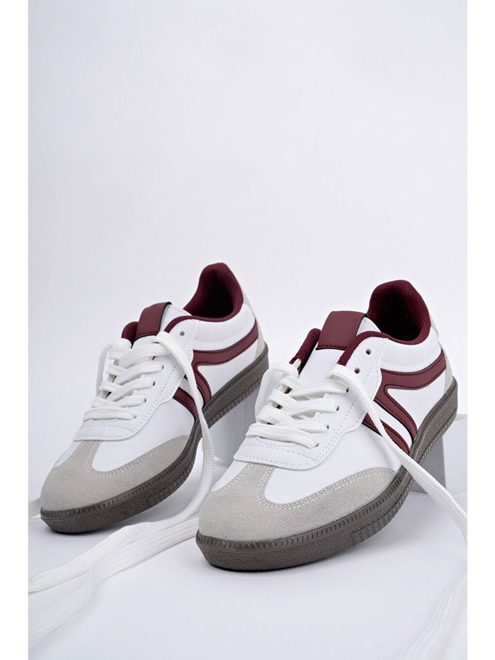 Beyaz GARCİA Unisex Ortopedik Günlük Bağcıklı Yürüyüş Koşu Sneaker Spor Ayakkabı-5