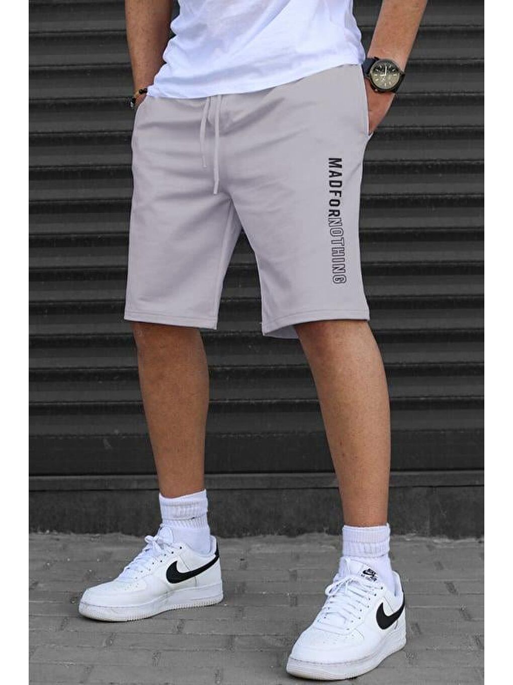 Boyalı Gri Erkek Baskılı Kapri Şort 5403