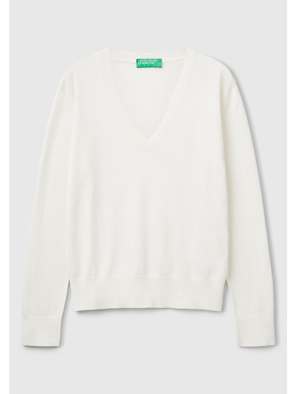 Ekru Kadın Krem Viskoz ve İpek Karışımlı V Yaka Triko Kazak