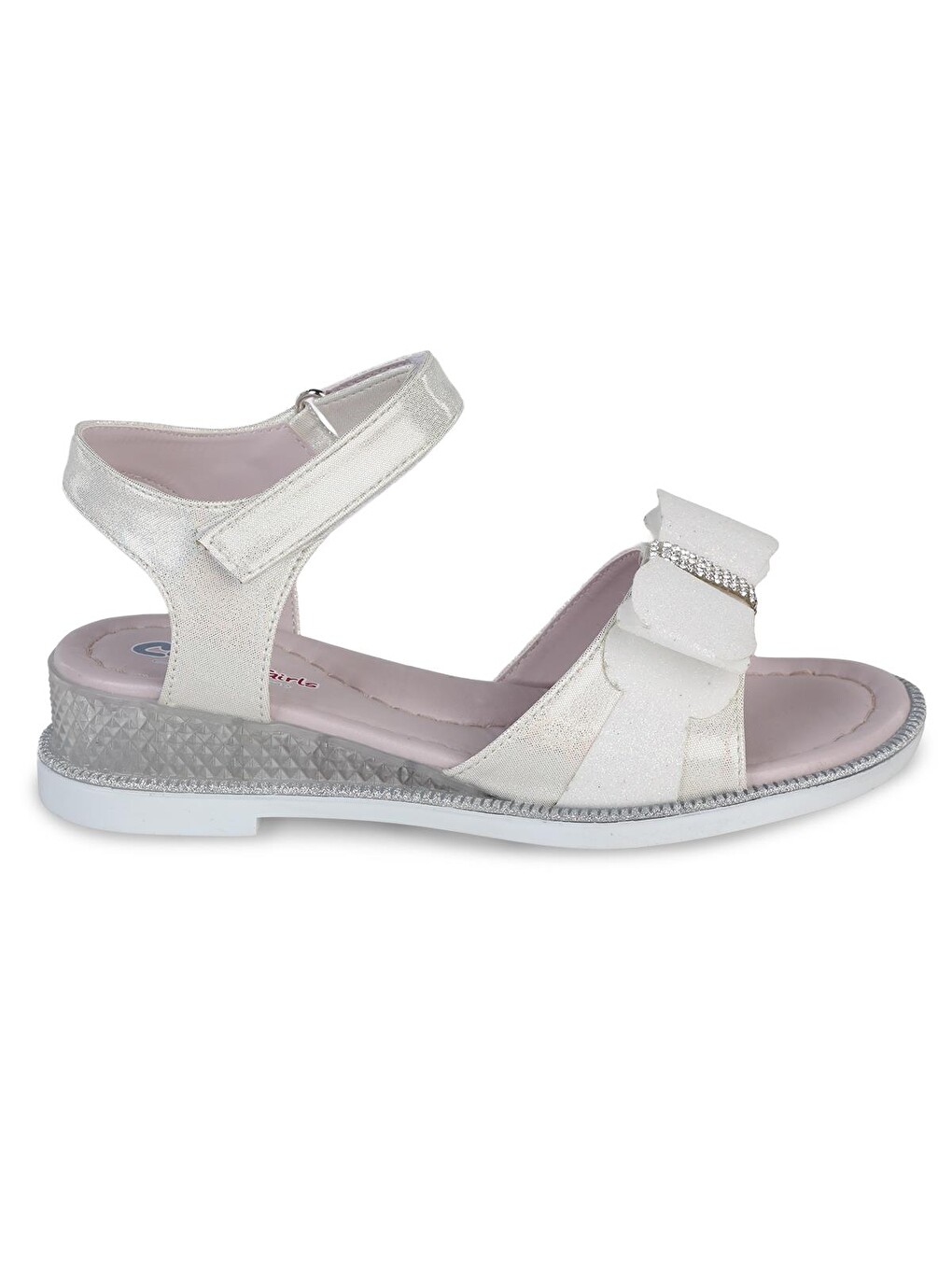 Beyaz Girls Fiyonk Aksesuarlı 31- Sandalet - Gri-2