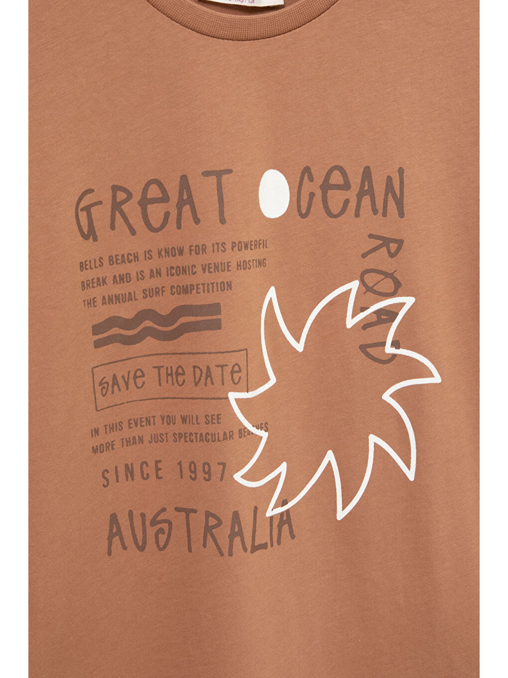 Kahverengi Kahve Yazı Baskılı Tişörtlü Çizgili Şortlu Erkek Çocuk 2li Takım 21078-1