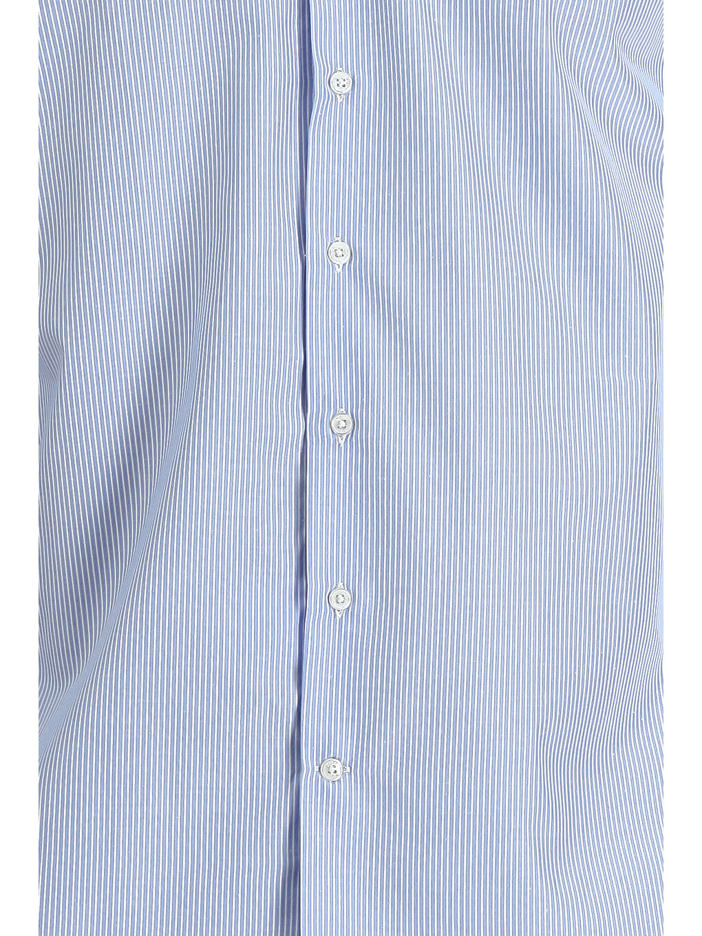 Mavi Uzun Kol Slim Fit Dar Kesim Klasik Çizgili Pamuklu Kolay Ütülenebilir Gömlek-4