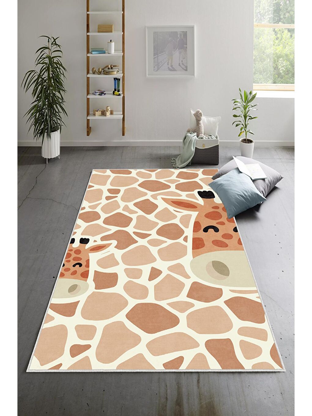 Turuncu Dekoratif Özel Tasarım Yıkanabilir, Modern Çocuk Halısı  160x230