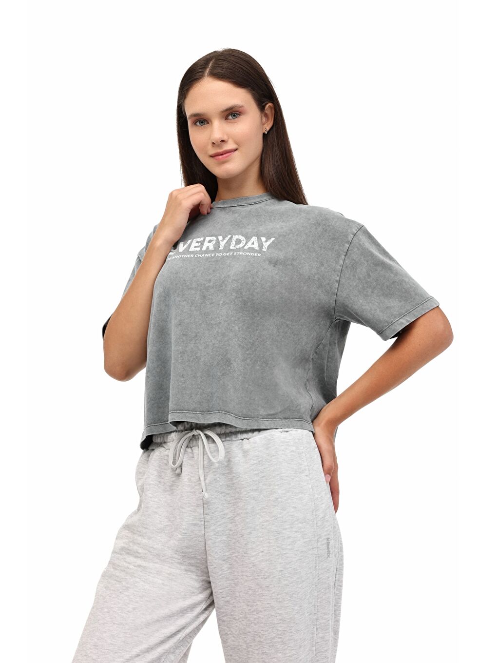 WL FREYA 11SY790 5PR Gri Kadın Kısa Kol T-Shirt