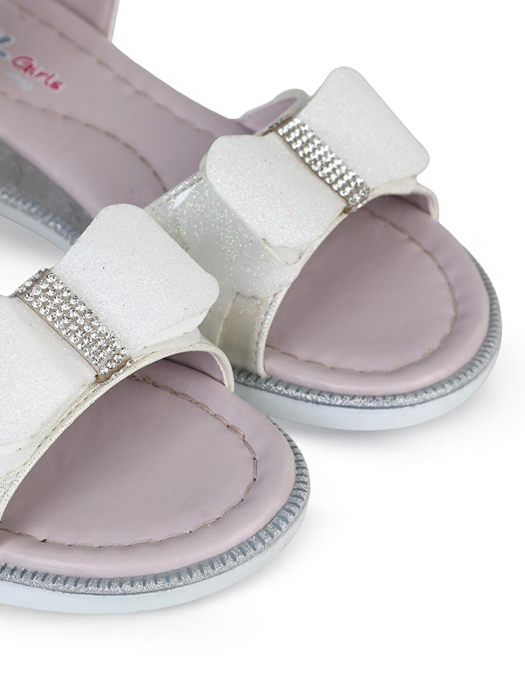 Beyaz Girls Fiyonk Aksesuarlı 31- Sandalet - Gri-3