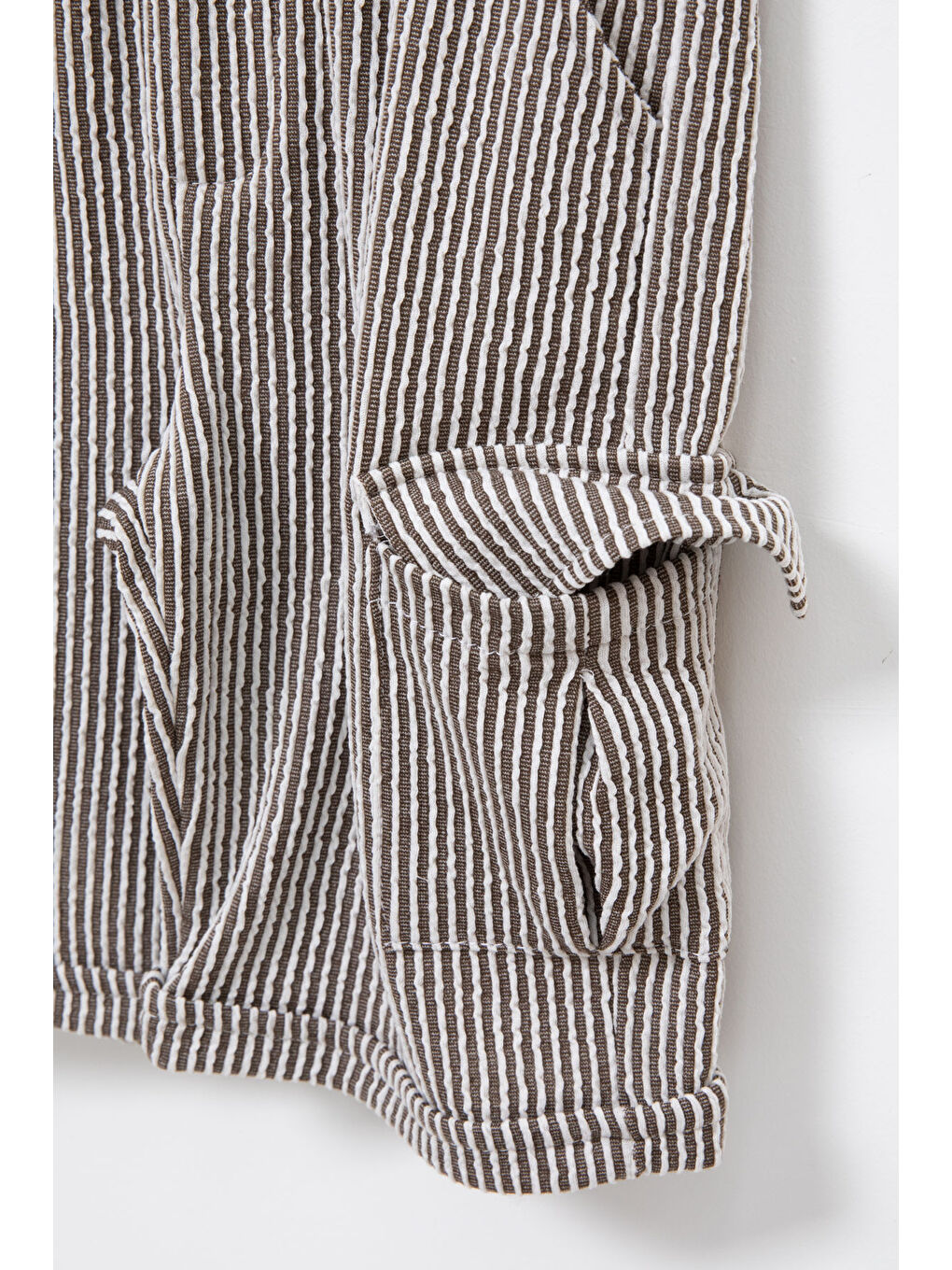 Kahverengi Kahve Yazı Baskılı Tişörtlü Çizgili Şortlu Erkek Çocuk 2li Takım 21078-3