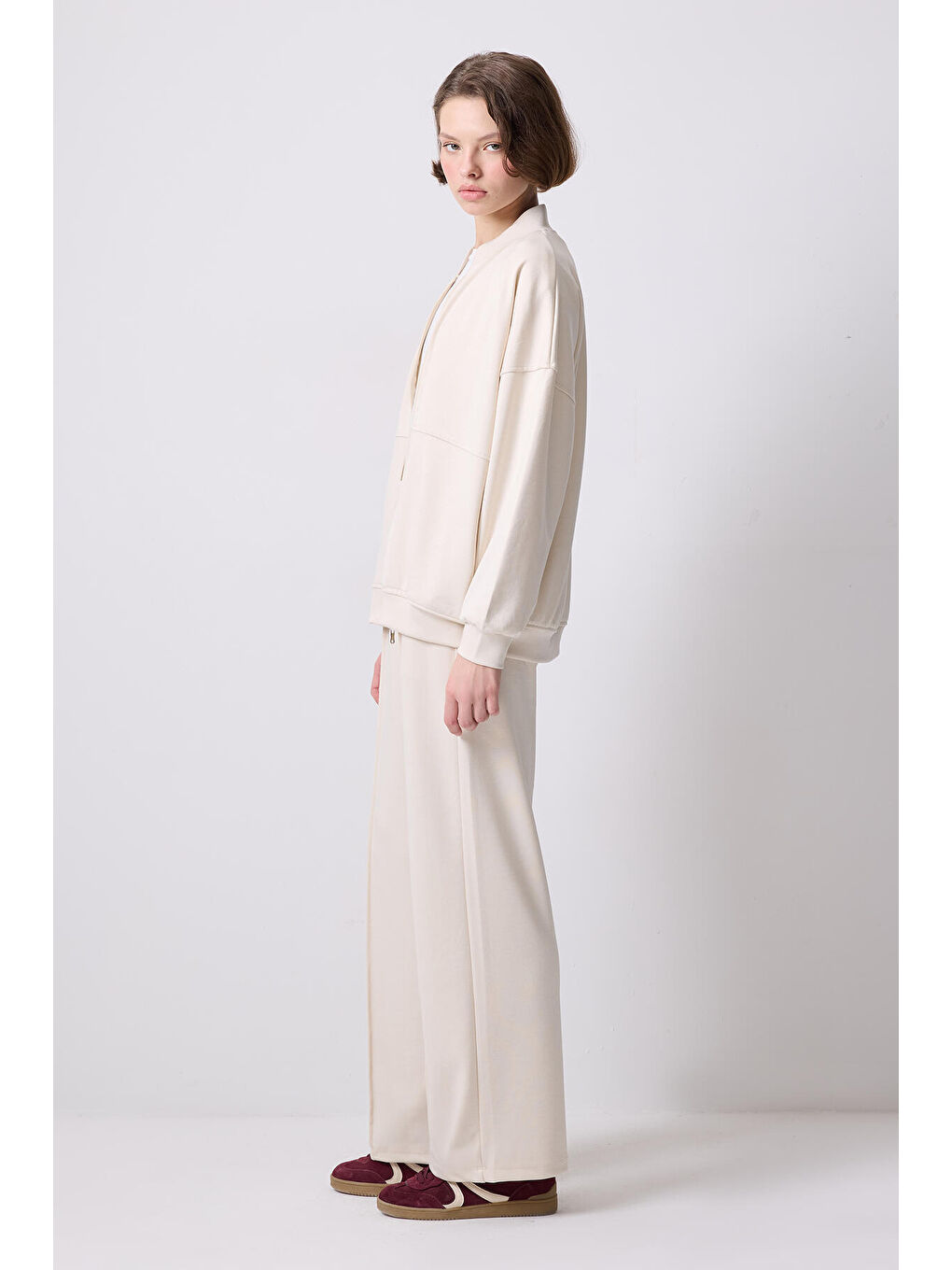 Ekru Ceket Eşofman Örme Takım-2