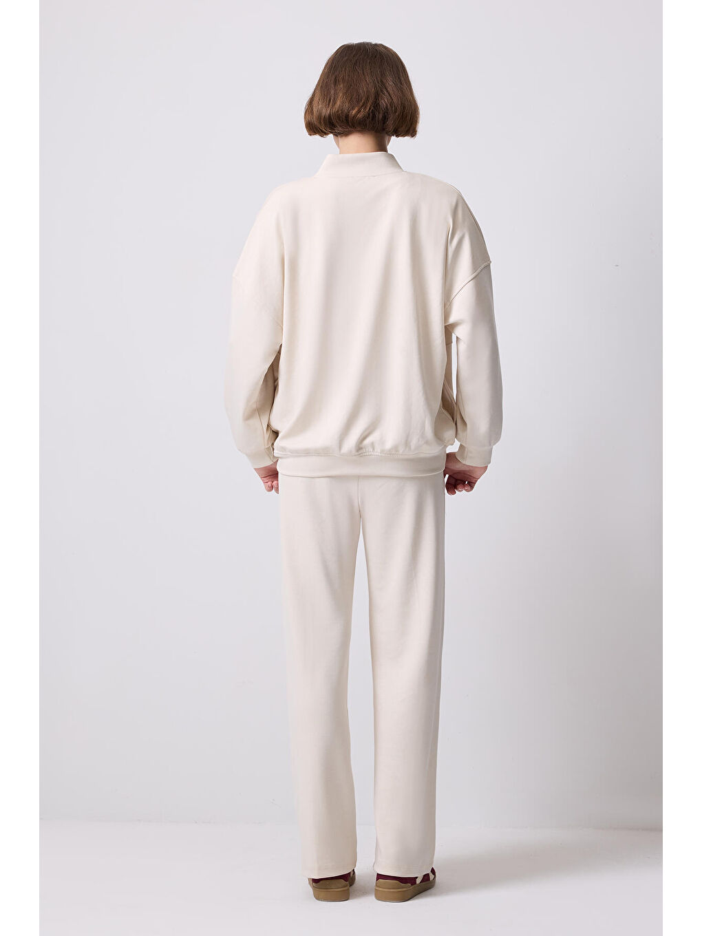 Ekru Ceket Eşofman Örme Takım-3