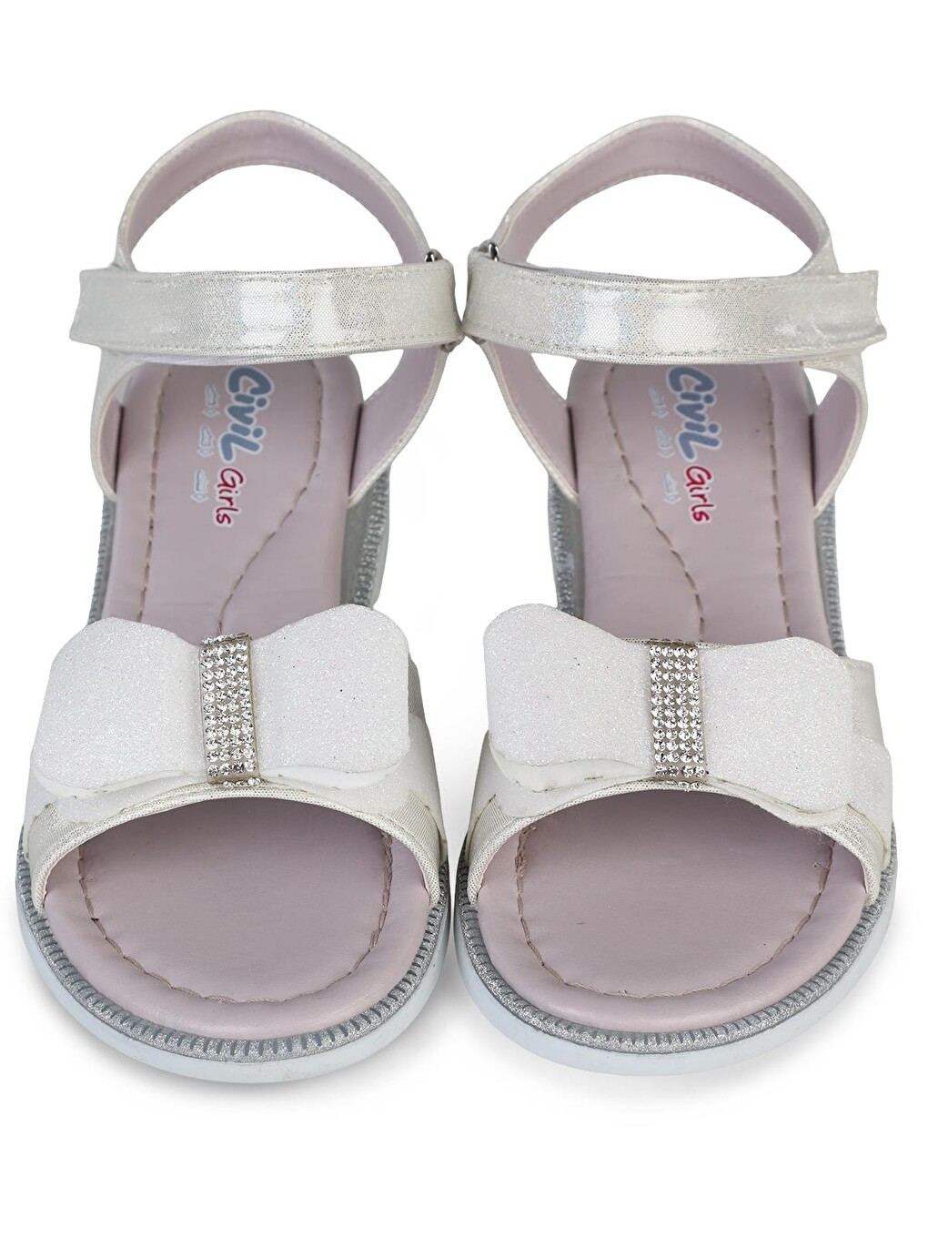 Beyaz Girls Fiyonk Aksesuarlı 31- Sandalet - Gri-4