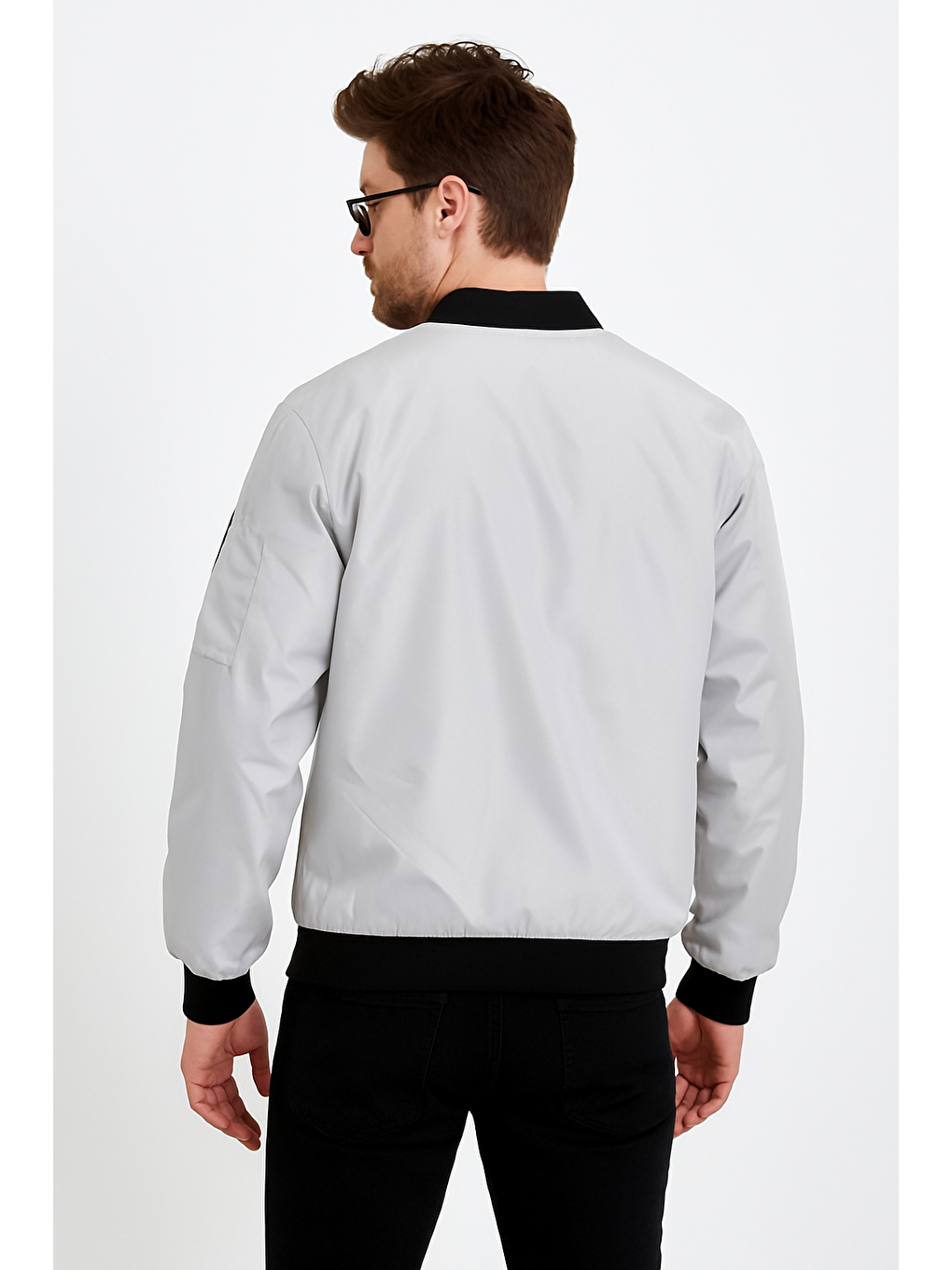 Erkek Fermuarlı Gri Kolej Ceket-2