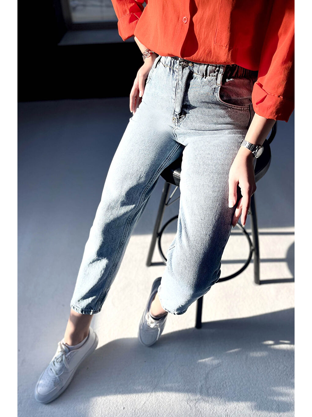 Belli Lastikli Jean Pantolon Buz Mavi   23044