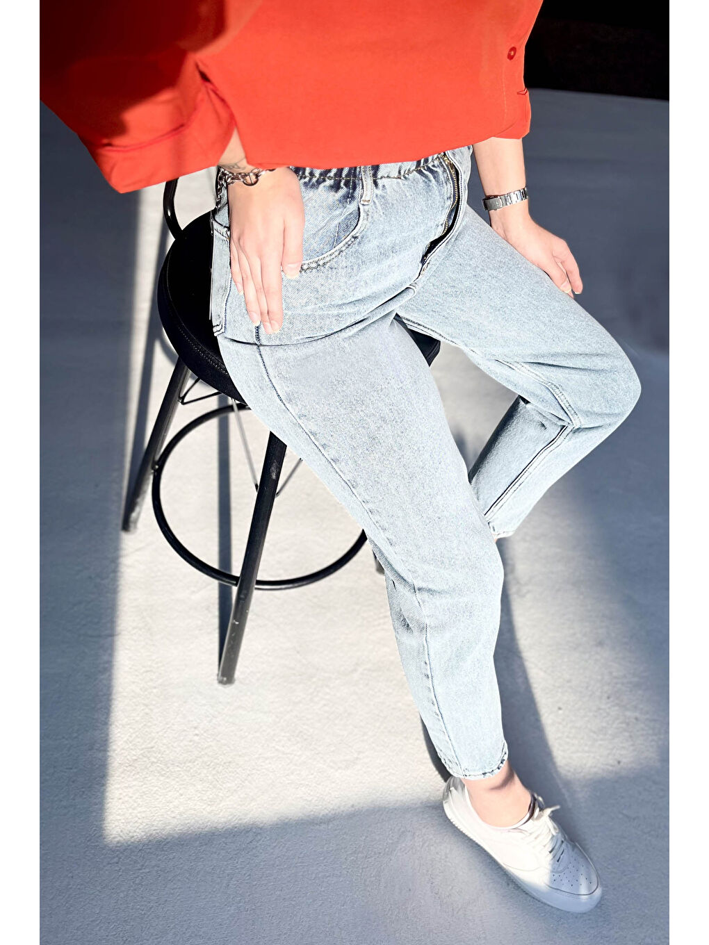 Belli Lastikli Jean Pantolon Buz Mavi   23044-1