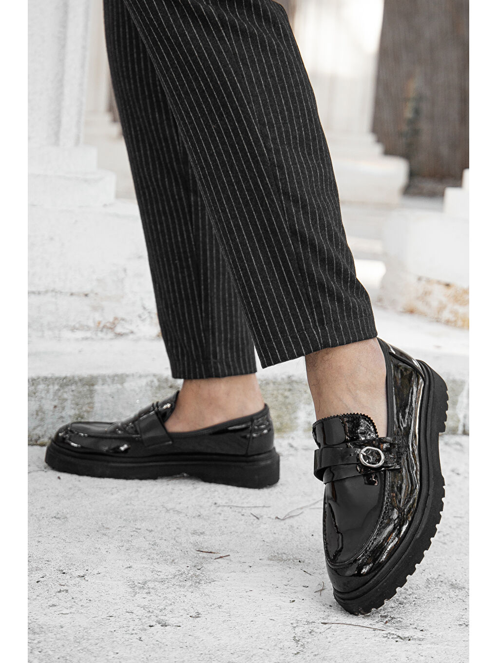 Siyah D0553 Günlük Ortopedik Erkek Klasik Ayakkabı-1