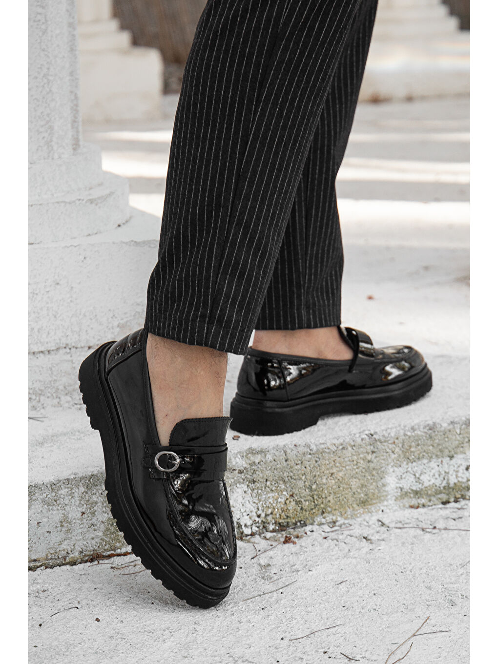 Siyah D0553 Günlük Ortopedik Erkek Klasik Ayakkabı-2