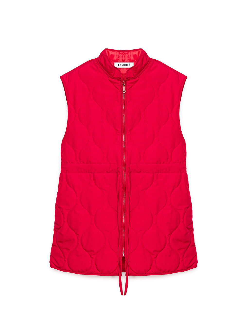 Kırmızı Fermuarlı Kapitone Yelek