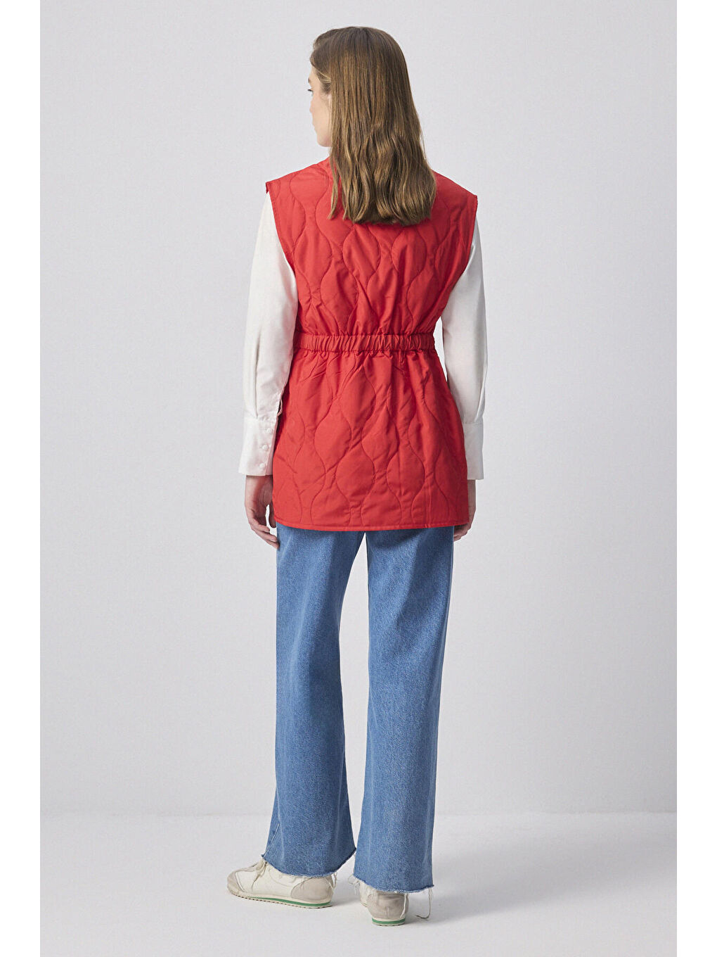 Kırmızı Fermuarlı Kapitone Yelek-5