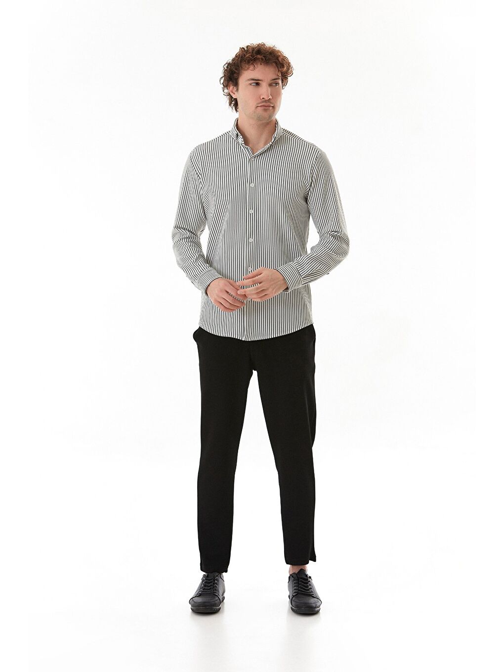 Beyaz Çizgili Fitilli Gömlek-2