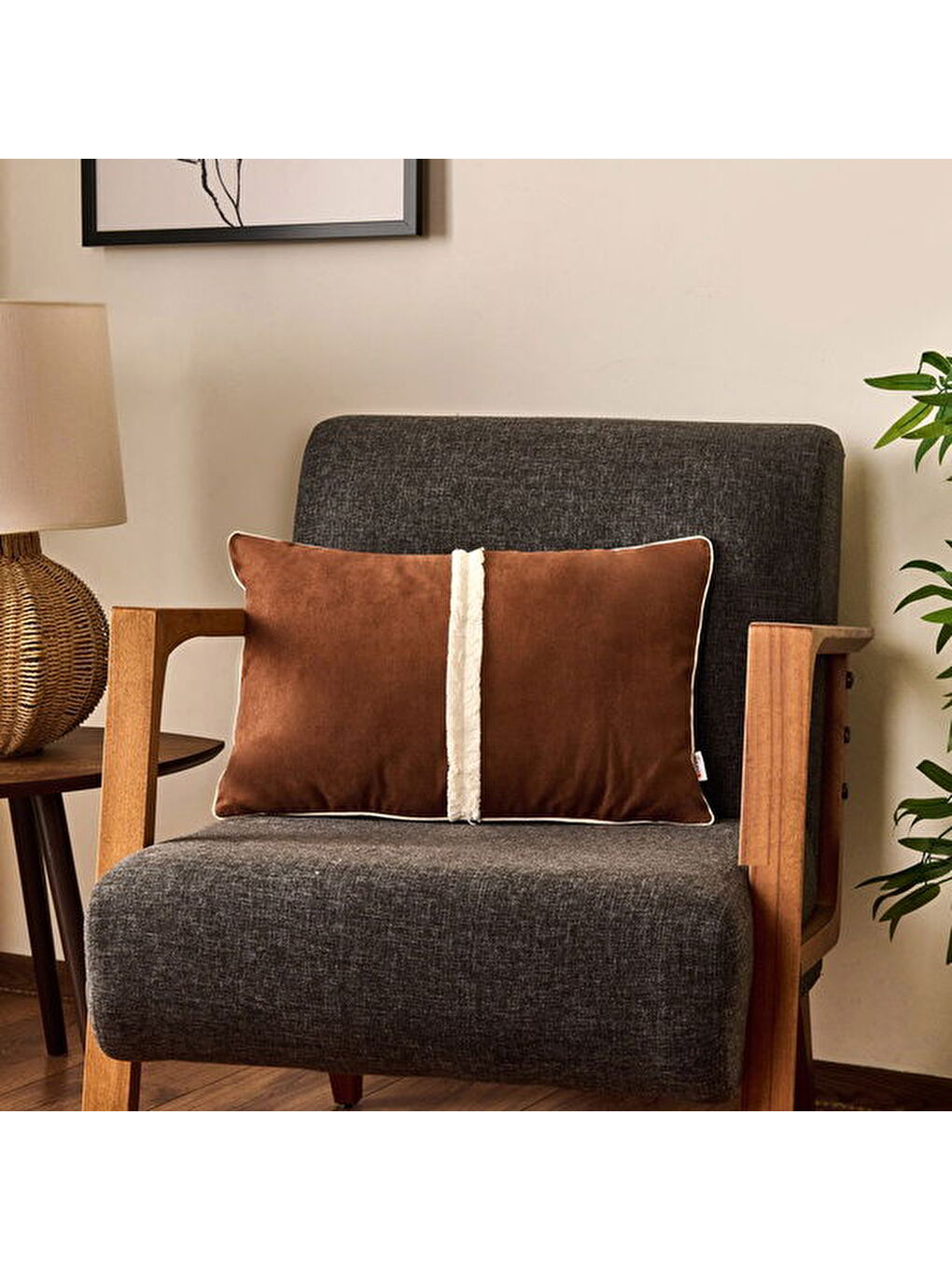 Soft Lamina Kırlent - Kahverengi - 35x55 cm