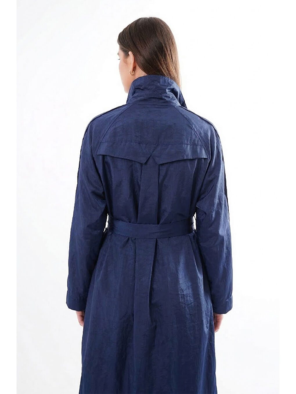 Kolu Çıtçıt Detay Önden Fermuarlı Safari Kap Ceket 820 Lacivert-2