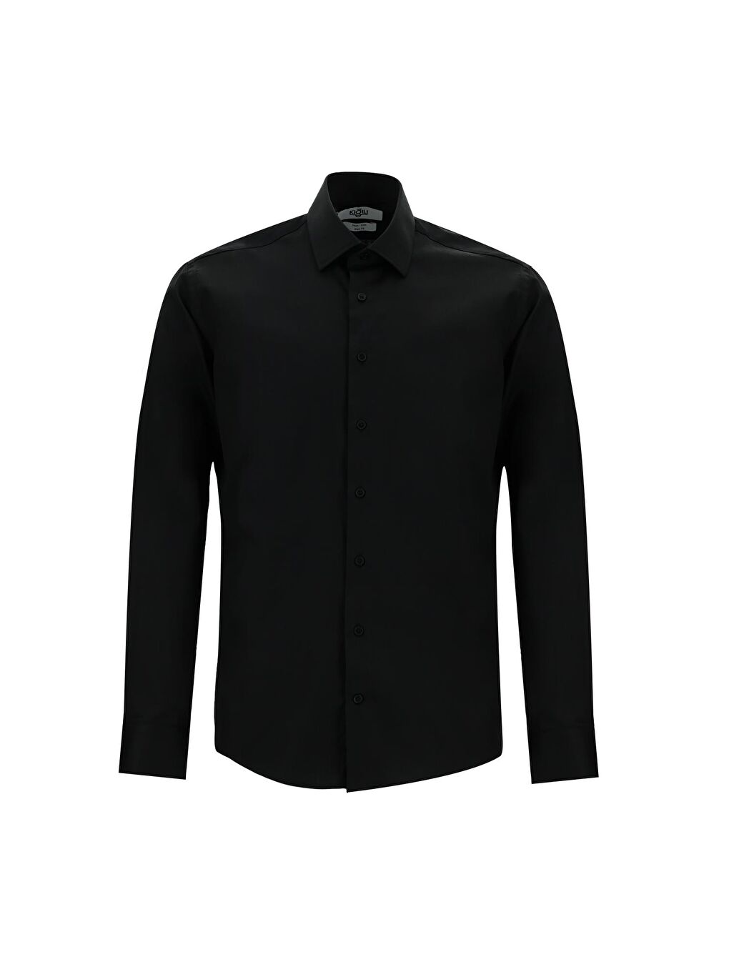 Siyah Uzun Kol Slim Fit Dar Kesim Klasik Pamuk Gömlek